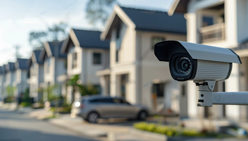 Surveillance Camera Monitoring- Streets Residential Neighborhood Clear Daylight