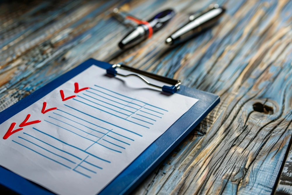 Completed checklist clipboard for crisis moment