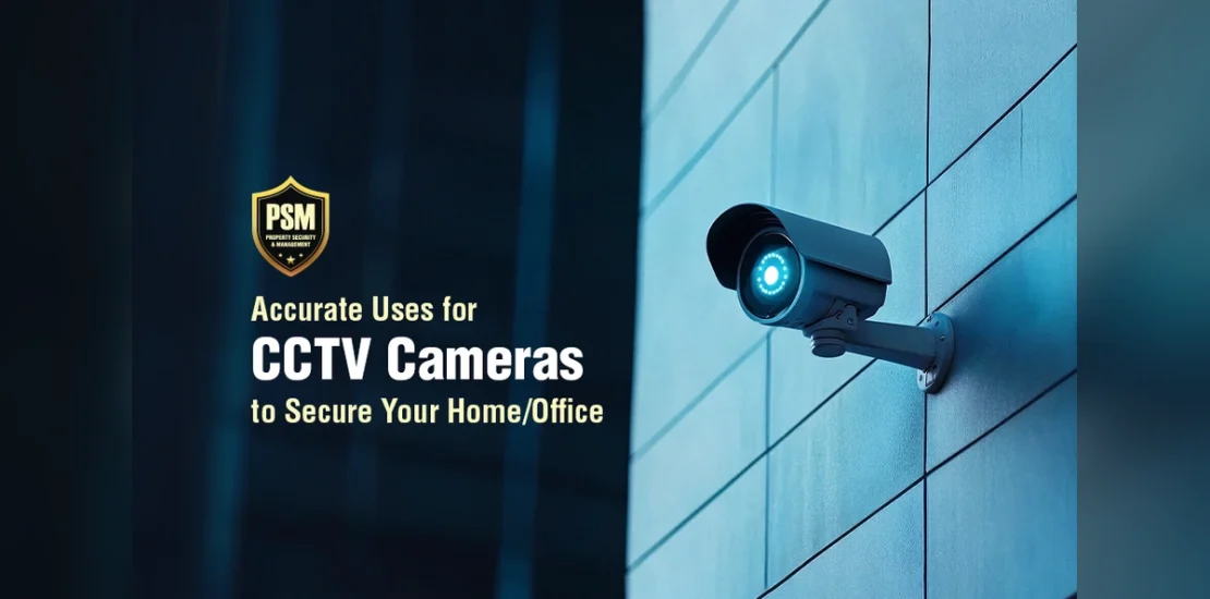 Modern blue-lit security camera mounted on a building exterior, representing reliable CCTV for home and office security Dhaka.